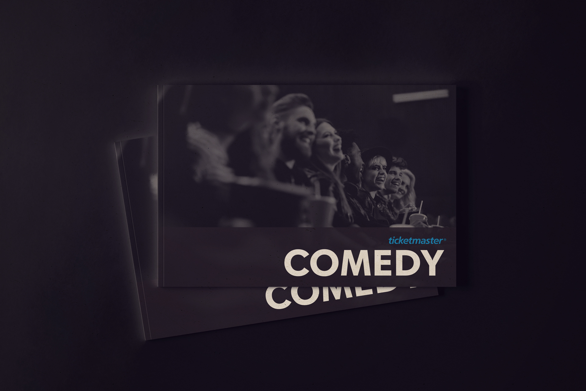 Layout af Comedy Rapport Ticketmaster Tryksager Dixon Creatives